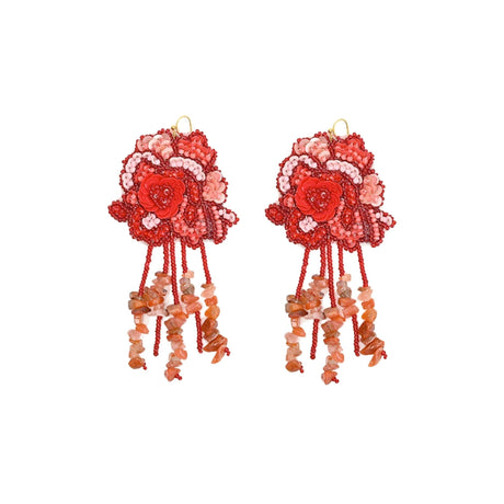 Buy America & Beyond Red Roses Beaded Earrings Online for Women | Free 3-Hour Delivery in Dubai | Boom & Mellow UAE