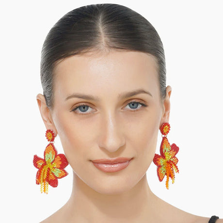 Buy America & Beyond Coral Lily Earrings Online for Women | Free 3-Hour Delivery in Dubai | Boom & Mellow UAE