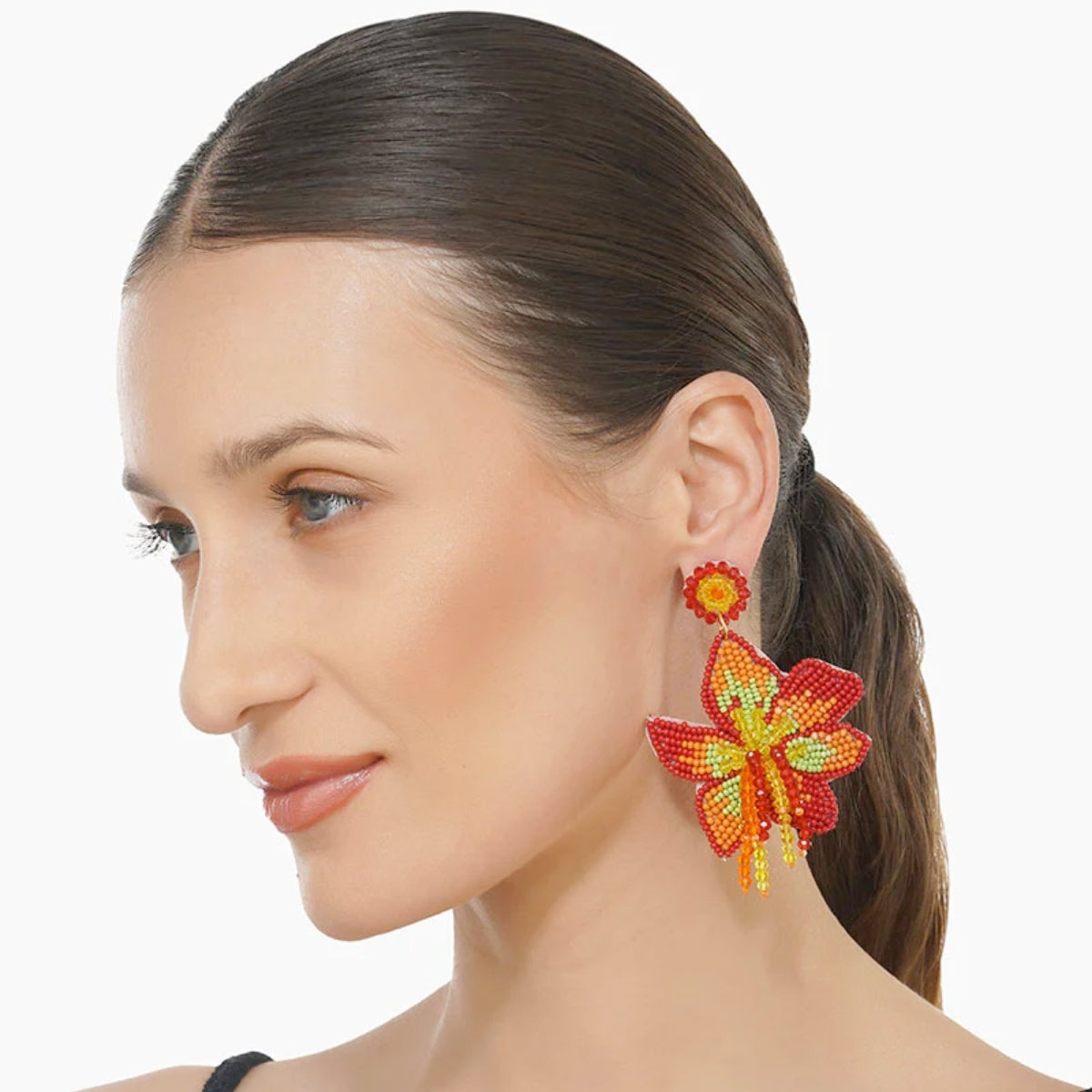 Buy America & Beyond Coral Lily Earrings Online for Women | Free 3-Hour Delivery in Dubai | Boom & Mellow UAE