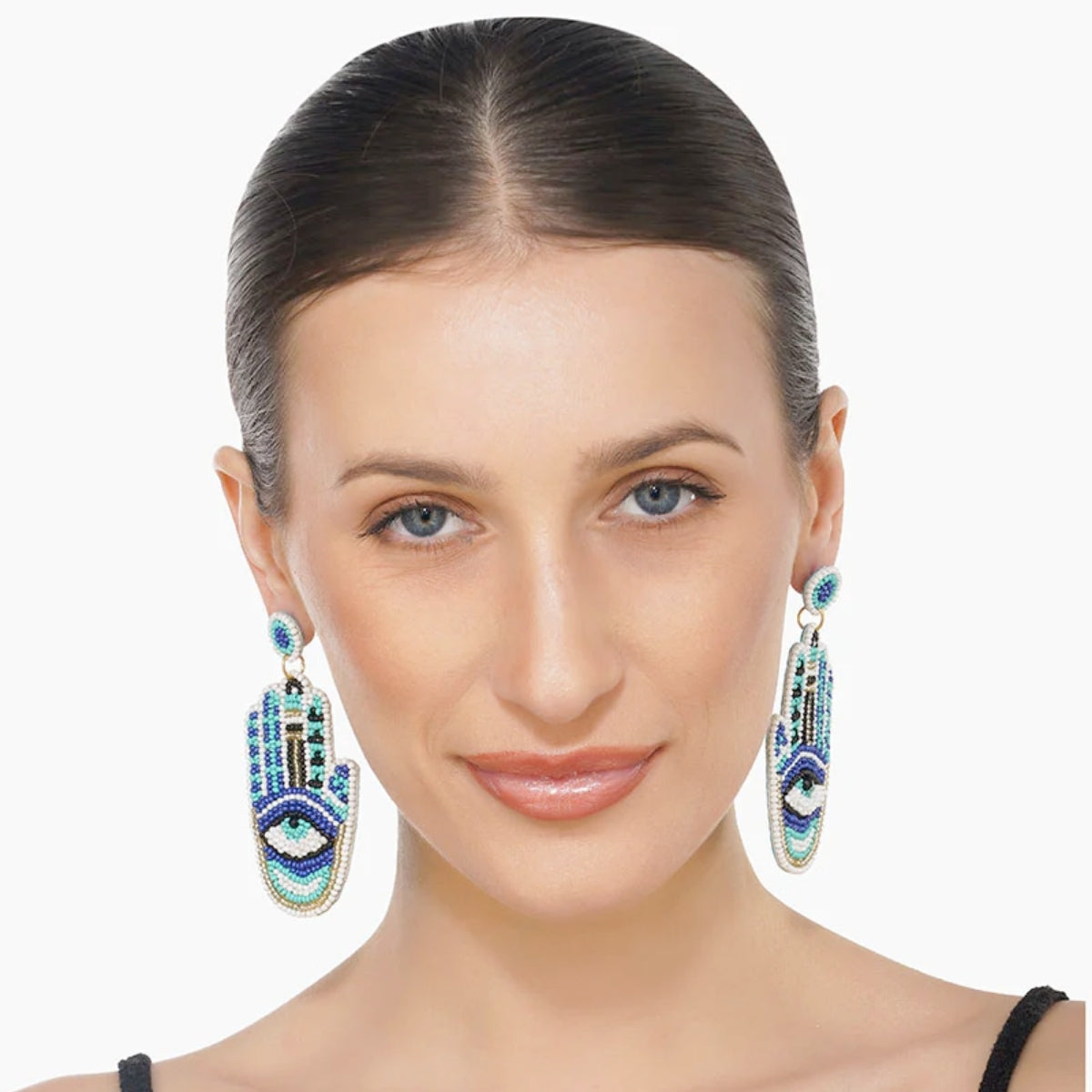 Buy America & Beyond Hamsa Evil Eye Beaded Earrings Online for Women | Free 3-Hour Delivery in Dubai | Boom & Mellow UAE