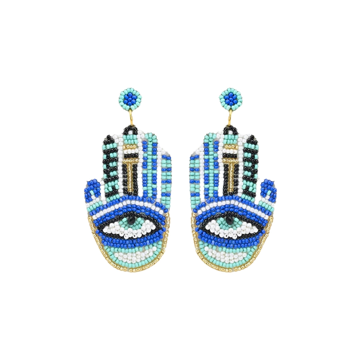 Buy America & Beyond Hamsa Evil Eye Beaded Earrings Online for Women | Free 3-Hour Delivery in Dubai | Boom & Mellow UAE