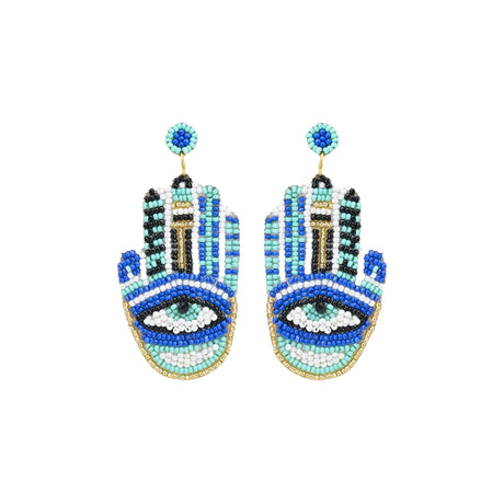 Buy America & Beyond Hamsa Evil Eye Beaded Earrings Online for Women | Free 3-Hour Delivery in Dubai | Boom & Mellow UAE