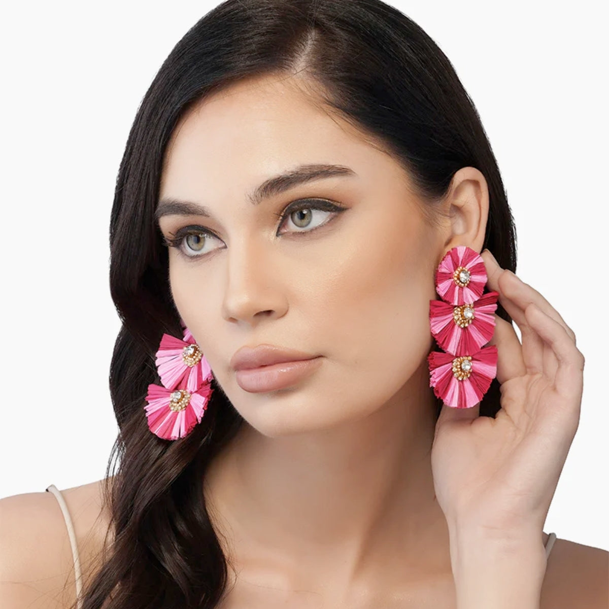 Buy America & Beyond Pink Raffia Earrings Online for Women | Free 3-Hour Delivery in Dubai | Boom & Mellow UAE