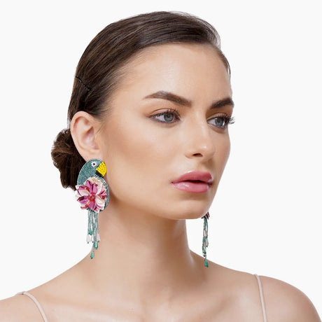 Buy America & Beyond Retro Parrot Beaded Earrings Online for Women | Free 3-Hour Delivery in Dubai | Boom & Mellow UAE