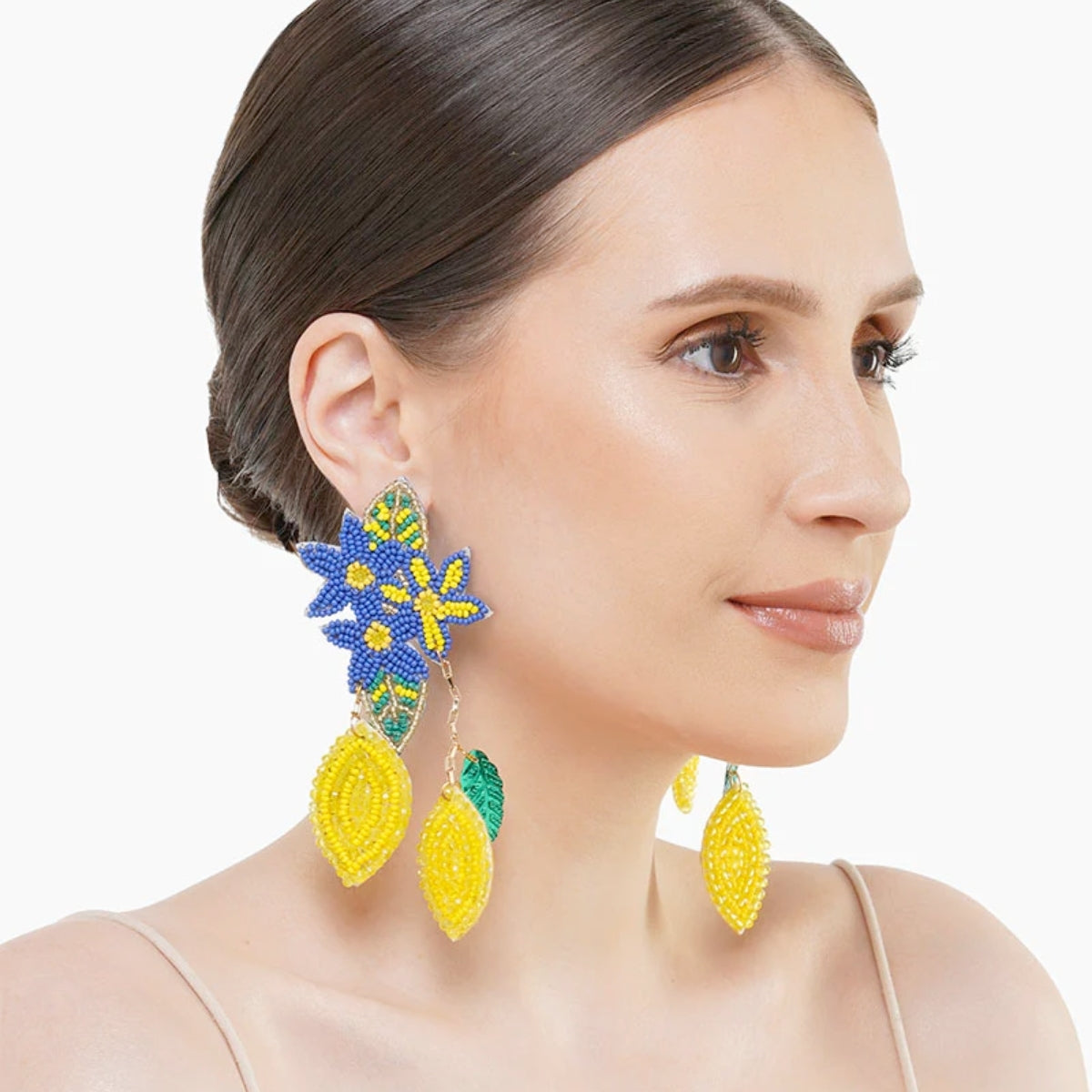 Buy America & Beyond Positano Lemon Beaded Long Earrings Online for Women | Free 3-Hour Delivery in Dubai | Boom & Mellow UAE