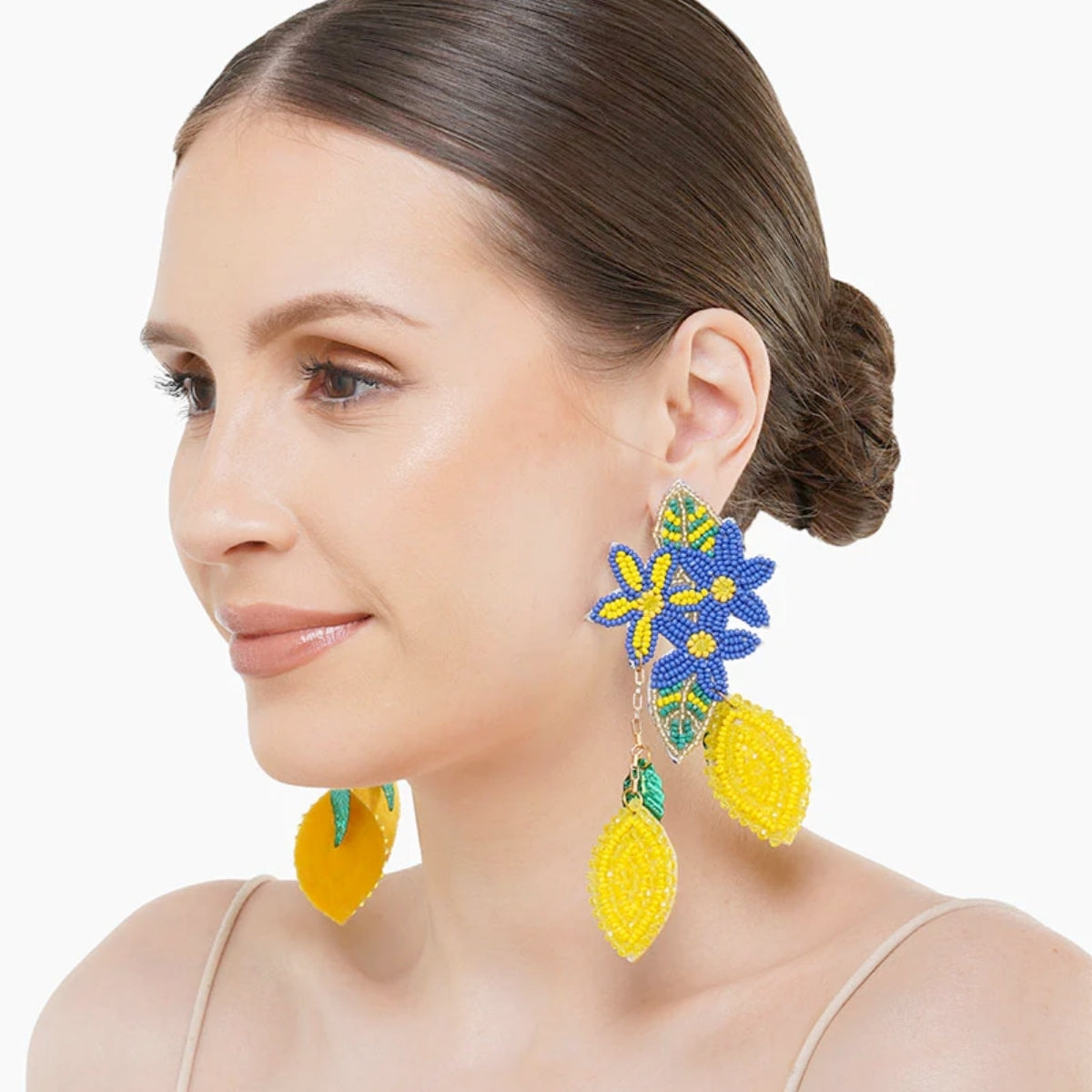 Buy America & Beyond Positano Lemon Beaded Long Earrings Online for Women | Free 3-Hour Delivery in Dubai | Boom & Mellow UAE