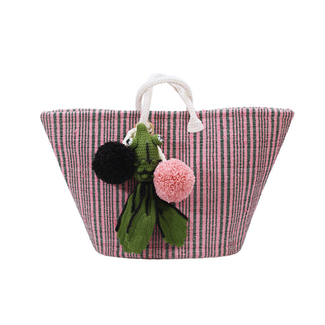 Basma Collection Pink Green Striped Woven Bag Online for Women | Free 3-Hour Delivery in Dubai | Boom & Mellow UAE