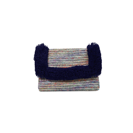 Basma Collection Navy Blue Fringed Woven Clutch Bag Online for Women | Free 3-Hour Delivery in Dubai | Boom & Mellow UAE