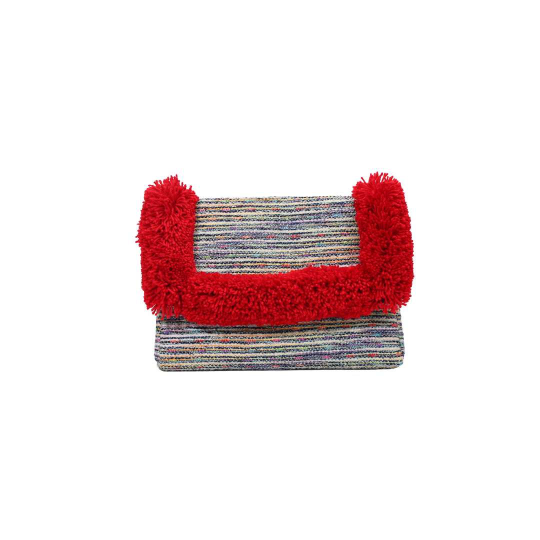 Basma Collection Red Fringed Woven Clutch Bag Online for Women | Free 3-Hour Delivery in Dubai | Boom & Mellow UAE