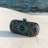 Buy Sarah's Bag Morrocan Aqua Box Clutch for Women | Free 3-Hour Delivery in Dubai | Boom & Mellow UAE