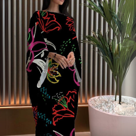 Buy Tala Tayara Concept Black Flowers Kaftan Online for Women | Free 3-Hour Delivery in Dubai | Boom & Mellow UAE