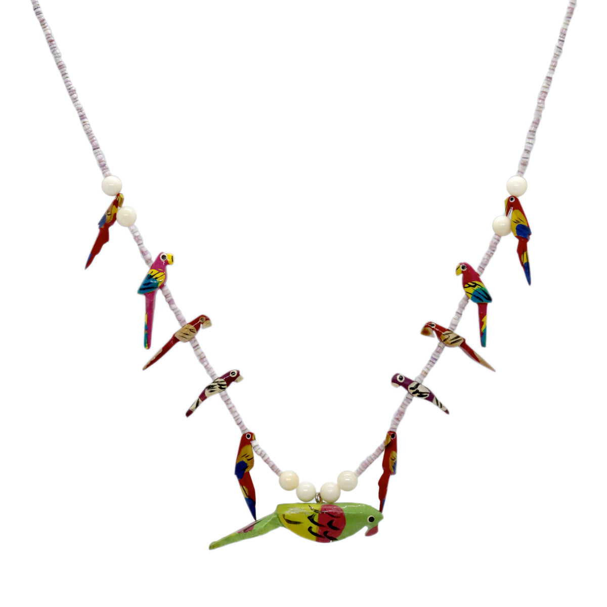 Buy You & Eye Wooden Green Parrot White Beaded Necklace Online for Women | Free 3-Hour Delivery in Dubai | Boom & Mellow UAE