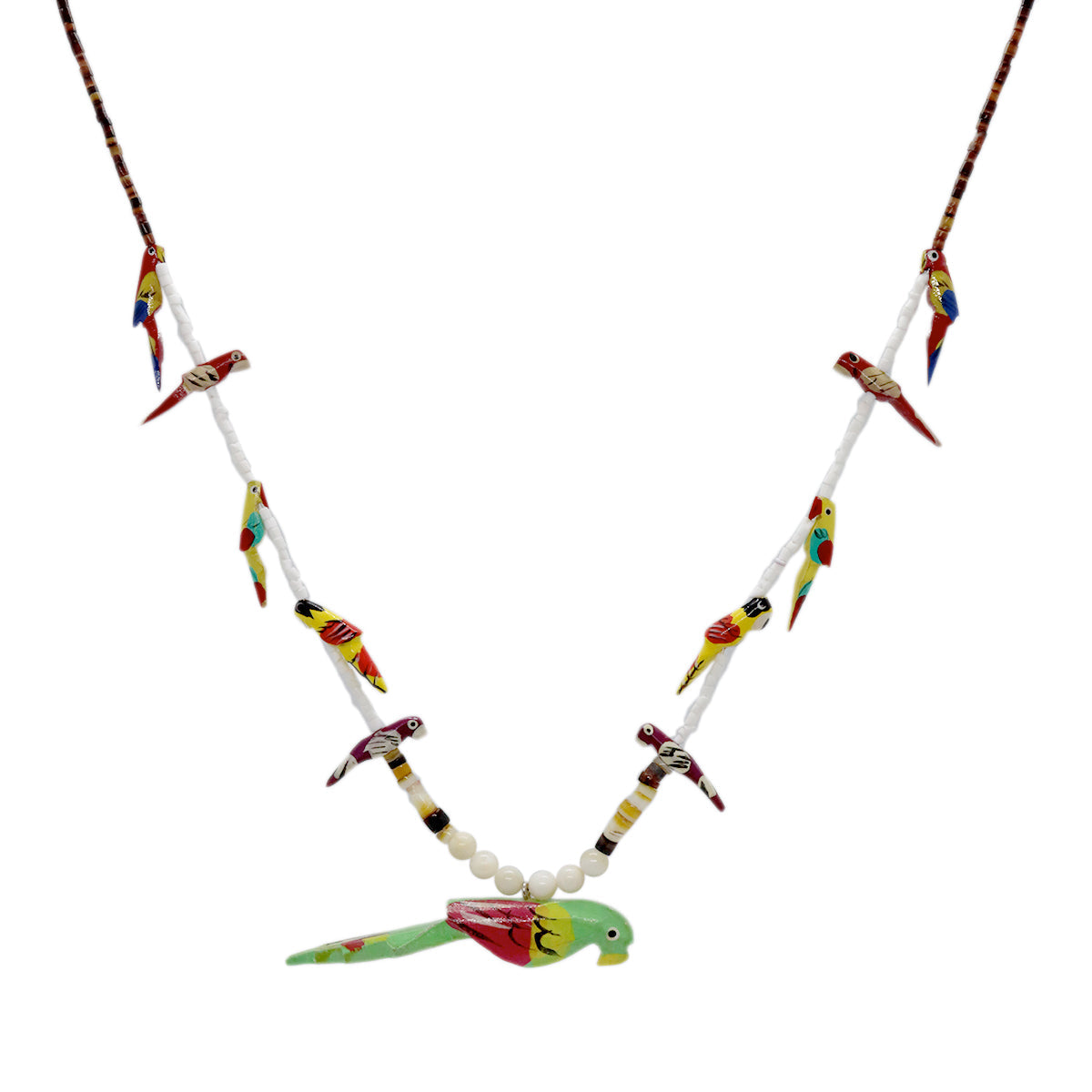 Buy You & Eye Wooden Green Parrot Brown Beaded Necklace Online for Women | Free 3-Hour Delivery in Dubai | Boom & Mellow UAE