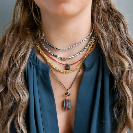 Buy Catherine Page Jewelry Labradorite With Dark Turquoise Provo Knotted Necklace Online for Women | Free 3-Hour Delivery in Dubai | Boom & Mellow UAE