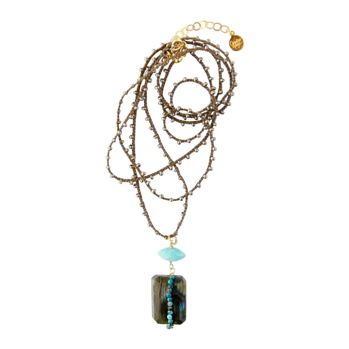 Buy Catherine Page Jewelry Labradorite With Dark Turquoise Provo Knotted Necklace Online for Women | Free 3-Hour Delivery in Dubai | Boom & Mellow UAE