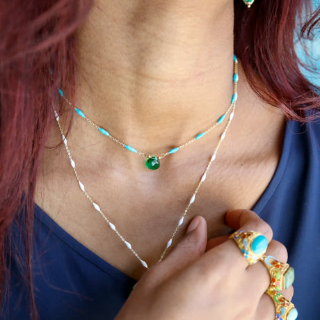 Buy Catherine Page Jewelry Turquoise Green Pebble Layering Necklace Online for Women | Free 3-Hour Delivery in Dubai | Boom & Mellow UAE