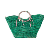 Buy Alex.Max Green Woven Straw Beach Bag with Round Handle Online for Women | Free 3-Hour Delivery in Dubai | Boom & Mellow UAE