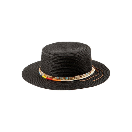 Buy Alex.Max Black Boater Hat with Colorful Braided Band Online for Women | Free 3-Hour Delivery in Dubai | Boom & Mellow UAE