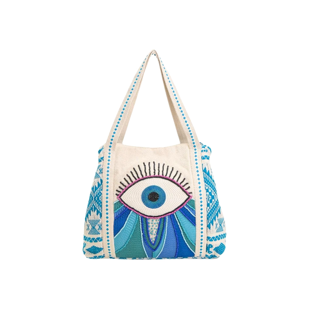 Buy America & Beyond Wanderlust Evil Eye Tote Bag Online for Women | Free 3-Hour Delivery in Dubai | Boom & Mellow UAE