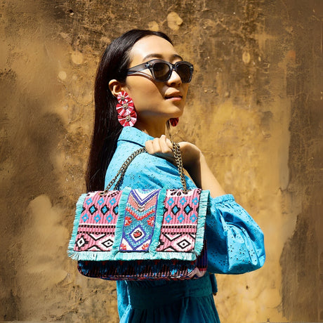 Buy America & Beyond Southwest Floral Bloom Beaded Shoulder Bag Online for Women | Free 3-Hour Delivery in Dubai | Boom & Mellow UAE