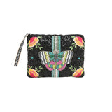 Buy America & Beyond Midnight Butterfly Embellished Top Zip Clutch Online for Women | Free 3-Hour Delivery in Dubai | Boom & Mellow UAE