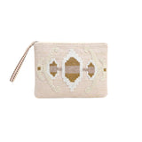 Buy America & Beyond Natural Embellished Top Zip Clutch Online for Women | Free 3-Hour Delivery in Dubai | Boom & Mellow UAE