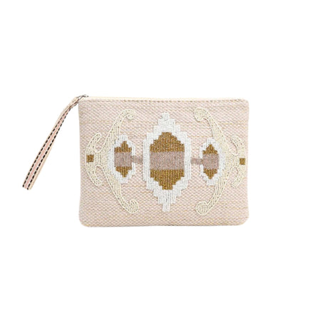 Buy America & Beyond Natural Embellished Top Zip Clutch Online for Women | Free 3-Hour Delivery in Dubai | Boom & Mellow UAE