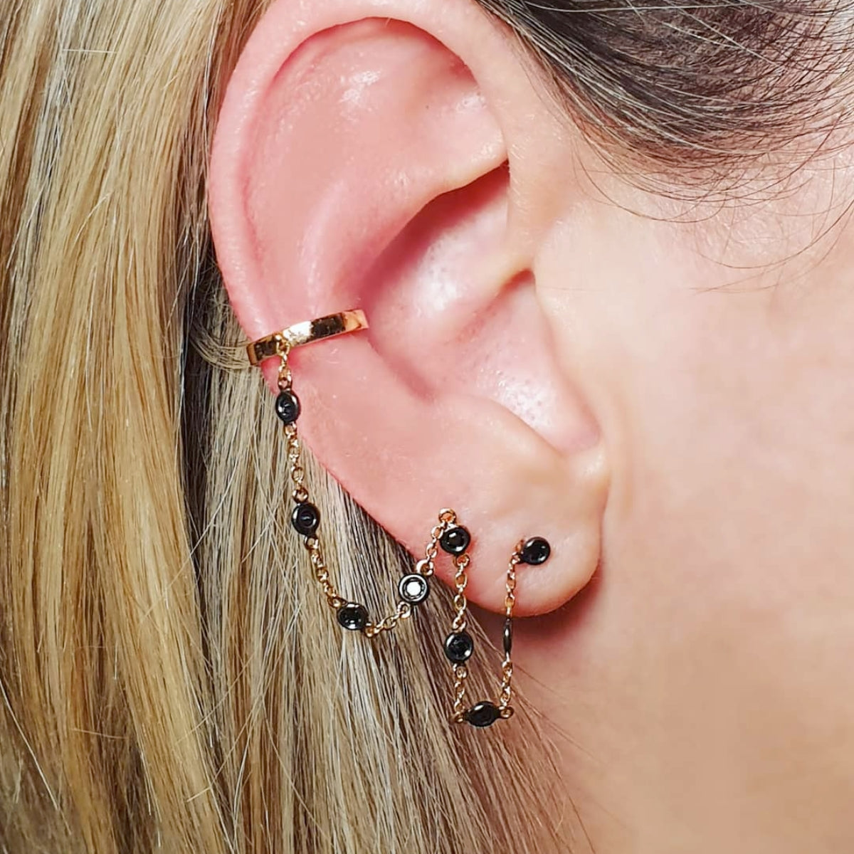 Buy Karolyn Brown Ear Cuff with Chain Solitaire Earring Online for Women Boom Mellow UAE