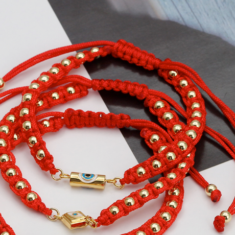 Buy You & Eye Evil Eye Gold Beads Red Rope Bracelet Online for Women | Free 3-Hour Delivery in Dubai | Boom & Mellow UAE