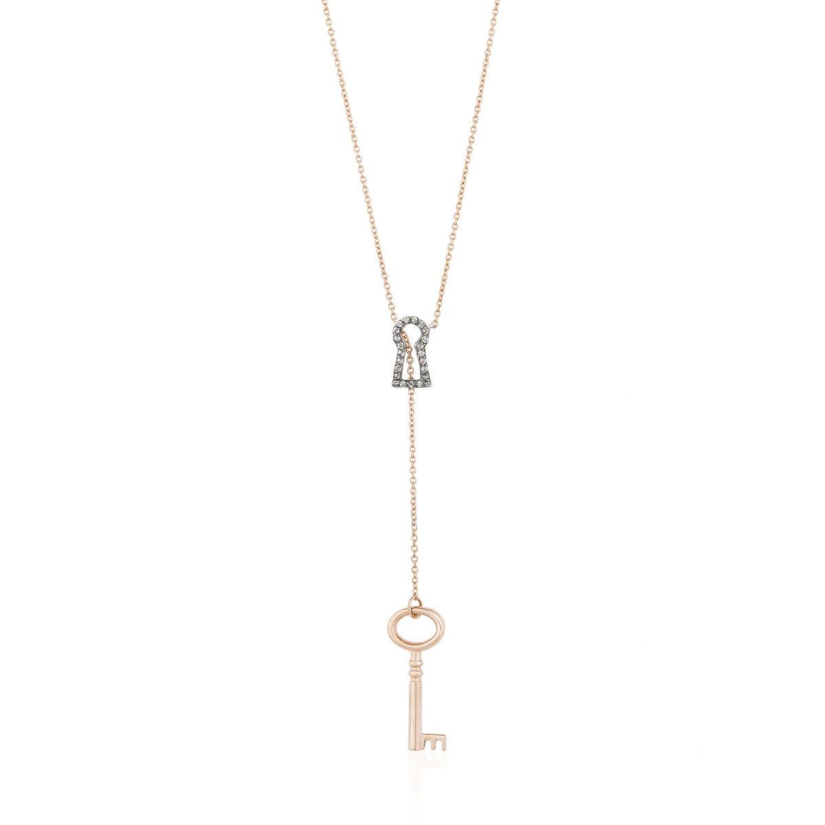 Buy By Delcy 18k Pink Gold Key and Lock Adjustable Necklace Online for Women | Free 3-Hour Delivery in Dubai | Boom & Mellow UAE