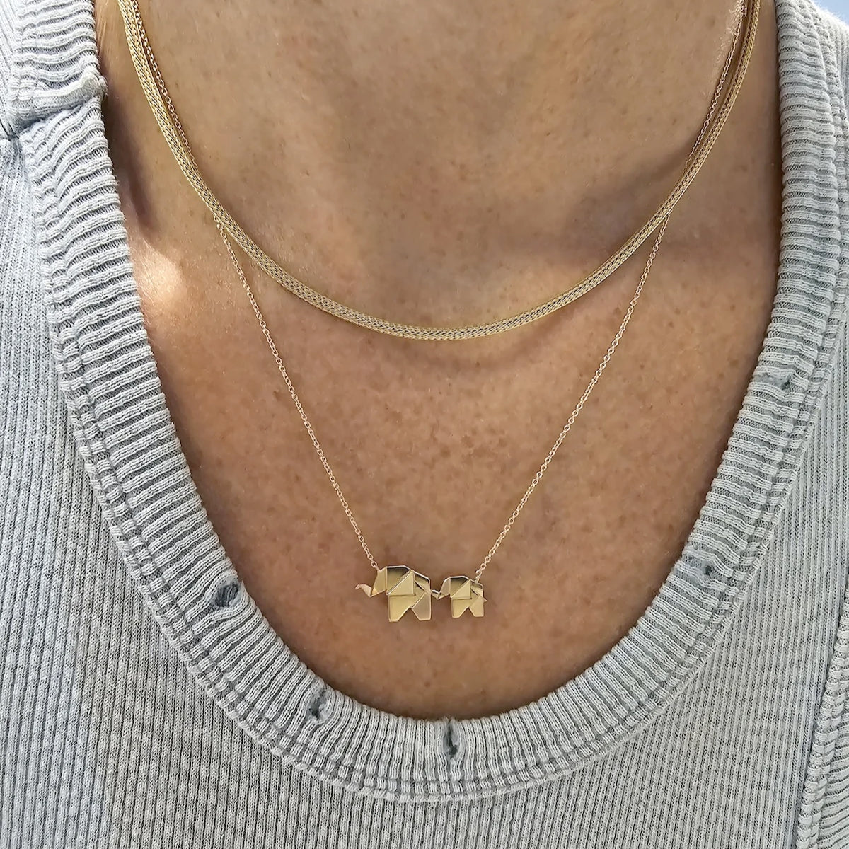 Buy By Delcy 18k Yellow Gold Origami Two Elephants Necklace Online for Women | Free 3-Hour Delivery in Dubai | Boom & Mellow UAE