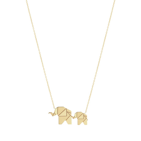 Buy By Delcy 18k Yellow Gold Origami Two Elephants Necklace Online for Women | Free 3-Hour Delivery in Dubai | Boom & Mellow UAE