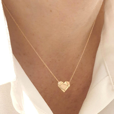 Buy By Delcy 18k Pink Gold Origami Heart Necklace Online for Women | Free 3-Hour Delivery in Dubai | Boom & Mellow UAE