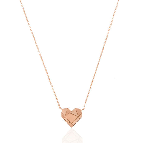 Buy By Delcy 18k Pink Gold Folding Heart Beats Necklace Online for Women | Free 3-Hour Delivery in Dubai | Boom & Mellow UAE