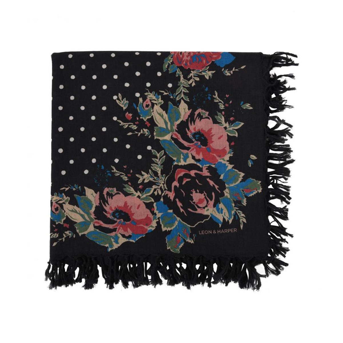 Buy Leon & Harper Emile Bouquet Black Rectangle Scarf Online for Women | Free 3-Hour Delivery in Dubai | Boom & Mellow UAE