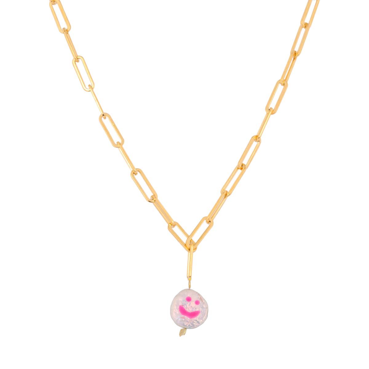 Buy Sorbet Island Neon Pink Happy Face Necklace Online for Women | Free 3-Hour Delivery in Dubai | Boom & Mellow UAE