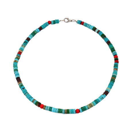 Buy Open Heart Mix Turquoise Disc Beads Red Coral Necklace Online for Women | Free 3-Hour Delivery in Dubai | Boom & Mellow UAE