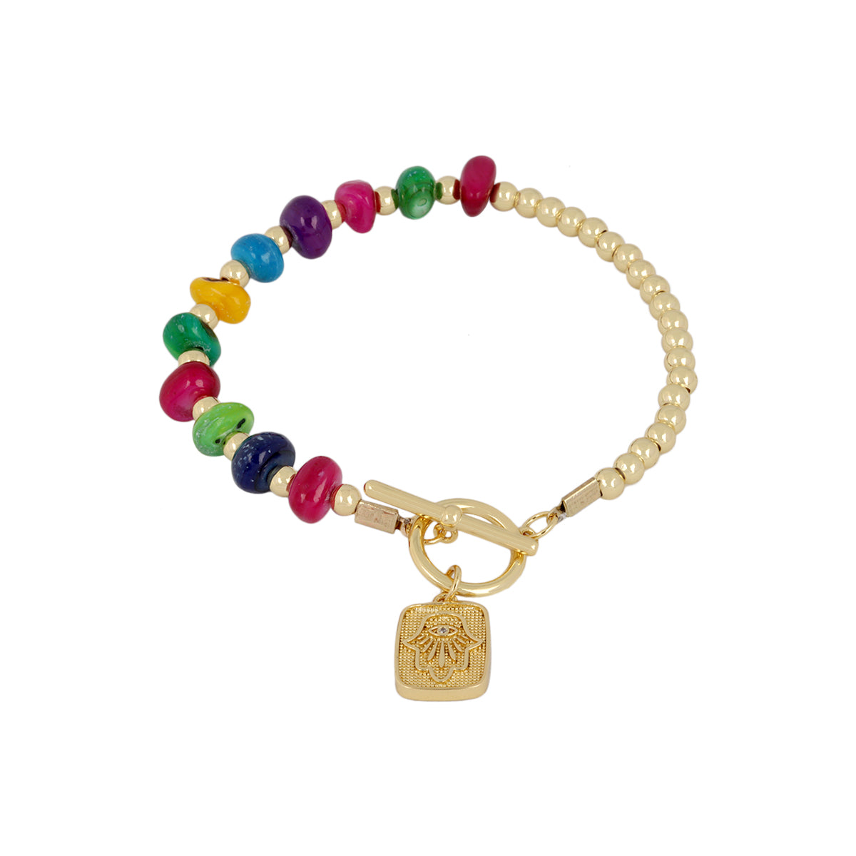 Buy You & Eye Half Multicolor Stones and Gold Beads Bracelet Online for Women | Free 3-Hour Delivery in Dubai | Boom & Mellow UAE