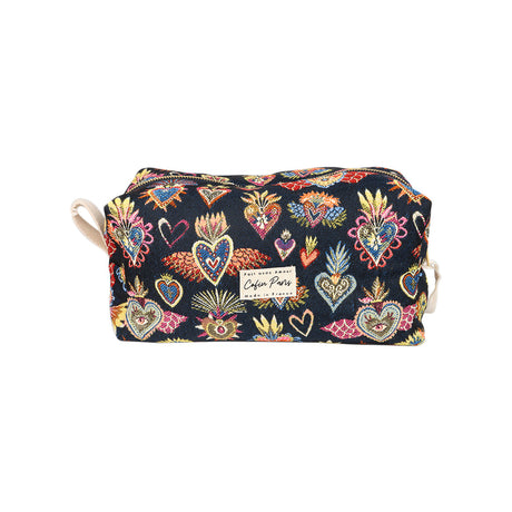 Cofin Paris Colorful Flaming Hearts White Toiletry Bag | Boom & Mellow