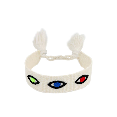 Buy You & Eye Evil Eyes White Woven Bracelet Online for Women | Free 3-Hour Delivery in Dubai | Boom & Mellow UAE