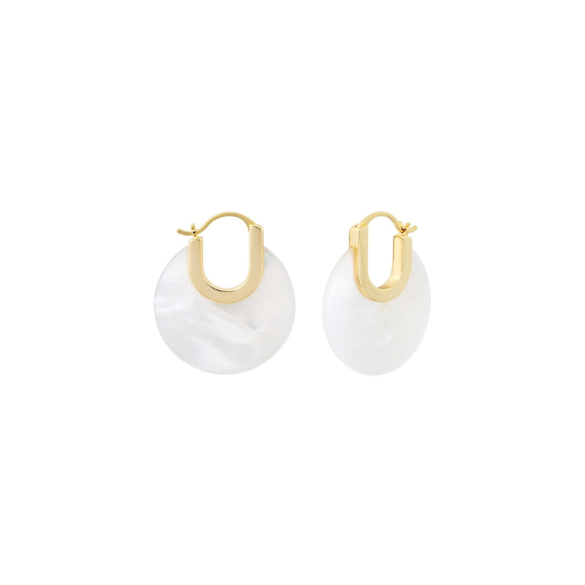 Tai Mother of Pearl Disc Huggie Earrings | Boom & Mellow