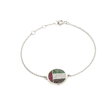 Buy Nada Le Cavelier 18K White Gold Uae Flag Bracelet Online for Women | Free 3-Hour Delivery in Dubai | Boom & Mellow UAE